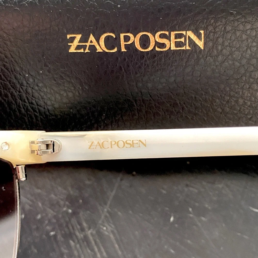 ZACK POSEN square sunglasses with white & gold detailing. Hard plastic case, NWT - Picture 7 of 11